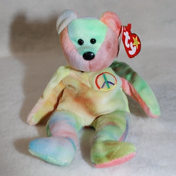 TY Original Peace Bear Beanie Baby Rare Peace Bear February 1 1996 Retired